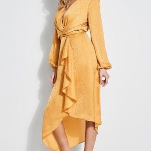 Guess Women’s Bijou Ruffle Satin Midi